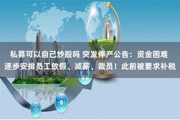 私募可以自己炒股吗 突发停产公告：资金困难 逐步安排员工放假、减薪、裁员！此前被要求补税