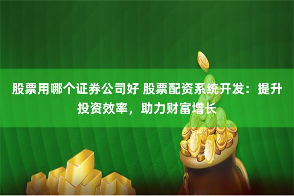 股票用哪个证券公司好 股票配资系统开发：提升投资效率，助力财富增长